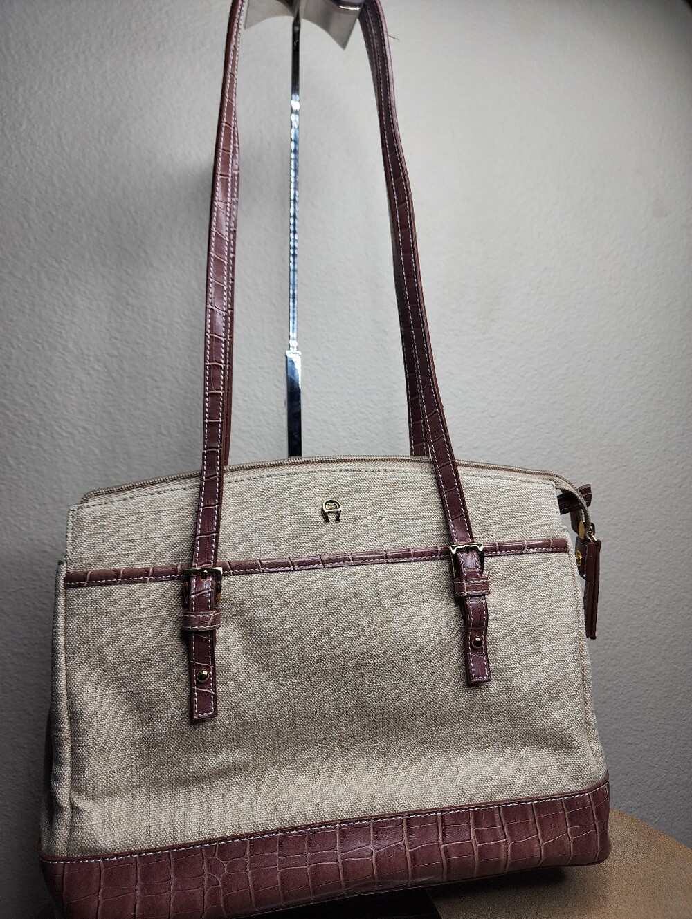 Etienne Aigner Croc-Embossed Shoulder Bag Tote